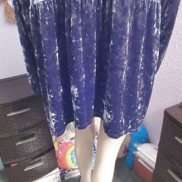 Velvet Embroidered Babydoll Tunic Top Size XL Lace Up Renaissance Fairy Peasant - Picture 11 of 12